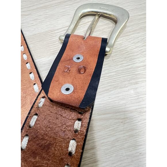 Vintage Western Buckle Horse Stallions Design Leather Belt & Solid Brass Size 40 - Picture 4 of 11